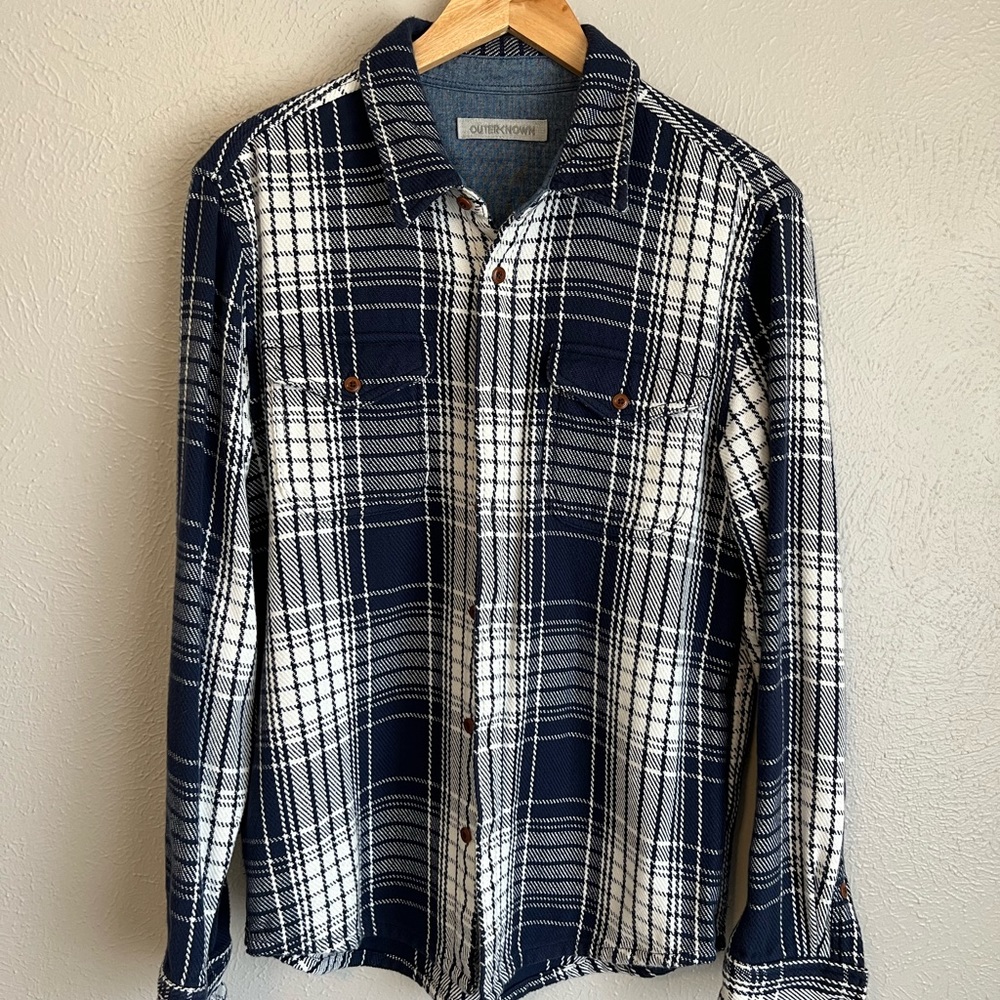 Outerknown Plaid Shirt (Navy + White)